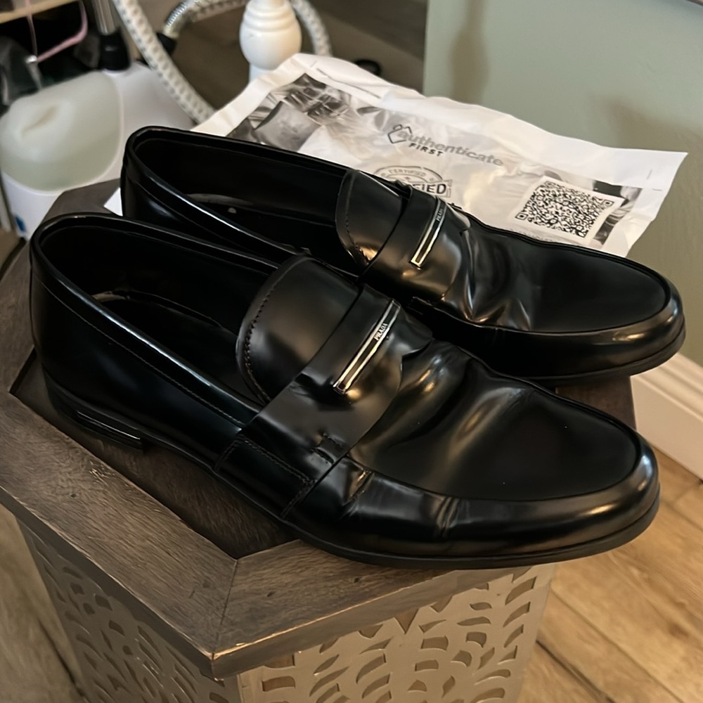 🛑 1 hour sale. Prada Men's Black Leather Loafers, size 7.5 - Picture 7 of 13